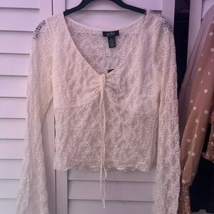 Just Polly New York lace long sleeve front tie cardigan, Size L, New with tags!
